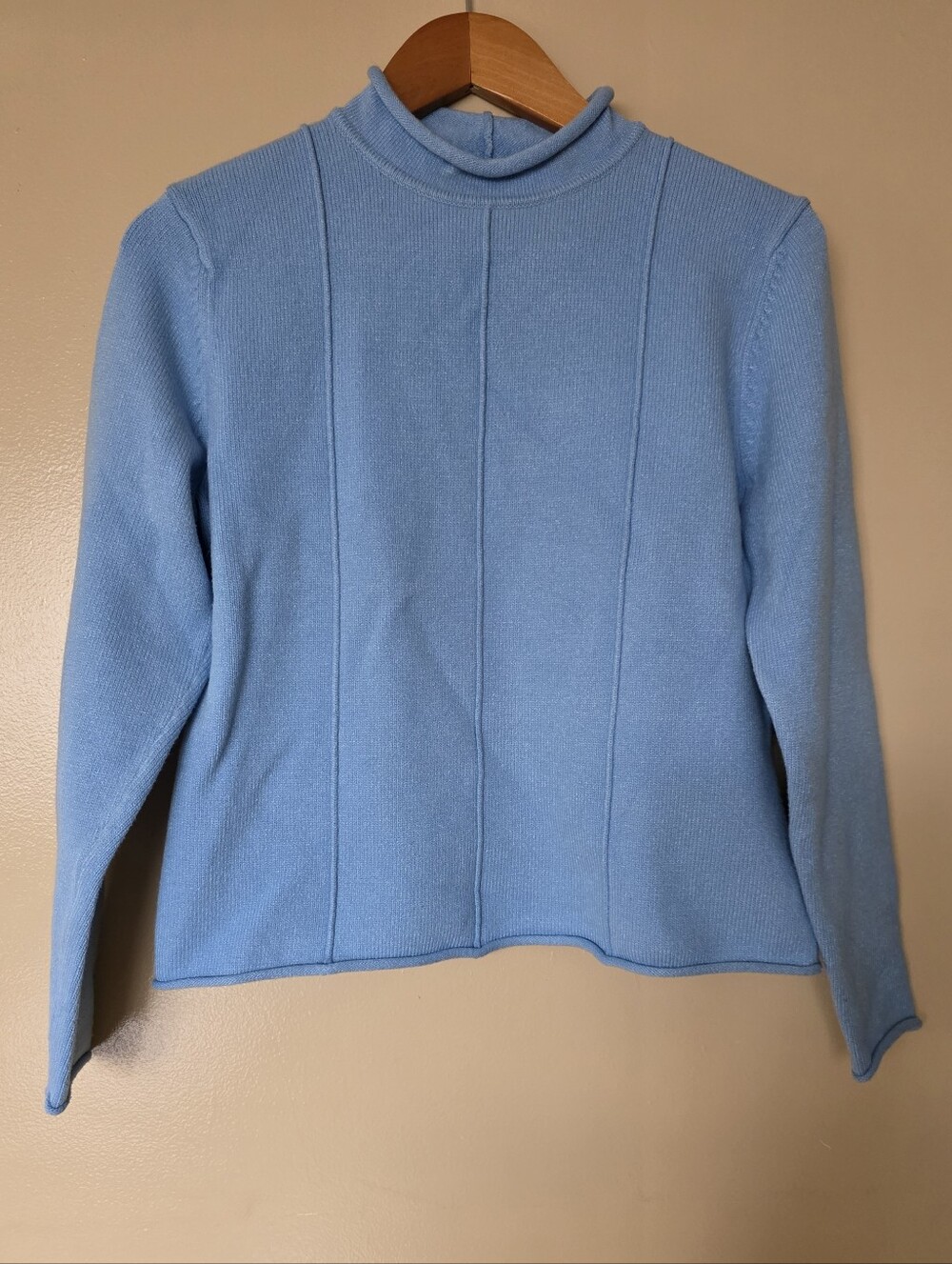 VTG Talbots Icy Blue Rollneck Sweater  M Angora Blend Hong Kong Old Money Preppy